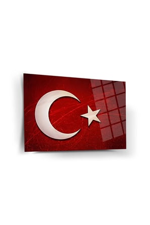 Türk Bayrağı Cam Tablo | Dekoratif Duvar Tablosu | UV Baskılı Canlı Renkler | Ev ve İş Yeri | Doğum Günü Hediyesi | 4mm Kırılmaz Cam | Kafe ve Ofis İçin