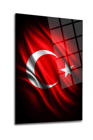 Türk Bayrağı Cam Tablo | Dekoratif Duvar Tablosu | UV Baskılı Canlı Renkler | Ev ve İş Yeri | Doğum Günü Hediyesi | 4mm Kırılmaz Cam | Kafe ve Ofis İçin