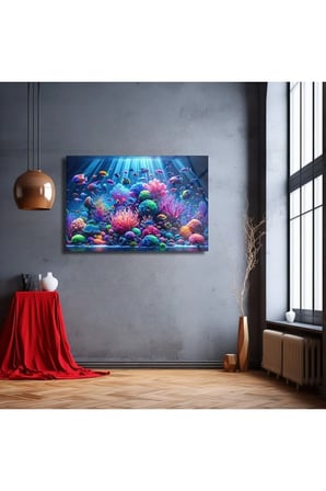 Balıklar Cam Tablo | Dekoratif Duvar Tablosu | UV Baskılı Canlı Renkler | Yatak Odası ve Antre | Doğum Günü Hediyesi | 4mm Kırılmaz Cam | Ev ve İş Yeri
