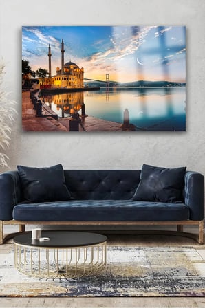 İstanbul Manzarası Cam Tablo | Modern Sanat Tablosu | Solmayan Canlı Renkler | Ofis ve Çalışma Odası | Anlamlı Hediye Seçeneği | Kolay Montaj Askılı