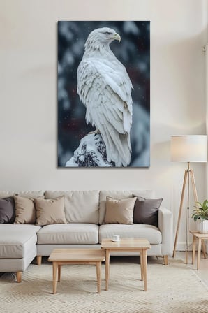 Dekoratif Beyaz Kartal Temalı Temperli Cam Tablo Ofis Ve Ev Duvar Dekoru Kırılmaz Cam Tablo | Doğa ve Manzara Temalı Dekoratif Duvar Tablosu, Salon, yatak odası ve ofis dekoru, 30x45 cm