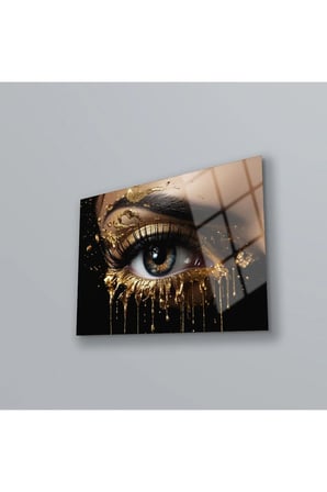 Altın Gold Göz Modern Tablo , Kırılmaz Temperli Cam Üzeri Solmaz Baskı | Doğa ve Manzara Temalı Dekoratif Cam Tablo, Salon, yatak odası ve ofis dekoru,