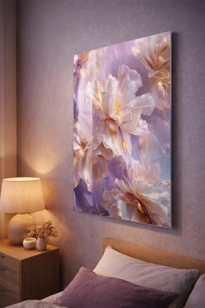 Kırılmaz Cam Tablo 5mm (Kalın) - Ev İşyeri Duvar Dekorasyonu – ÇİÇEK Tasarımlar (DİKEY) - Botanik Floral Renkli Zarif Salon Ofis Temperli UV Baskı Hediyelik Şık