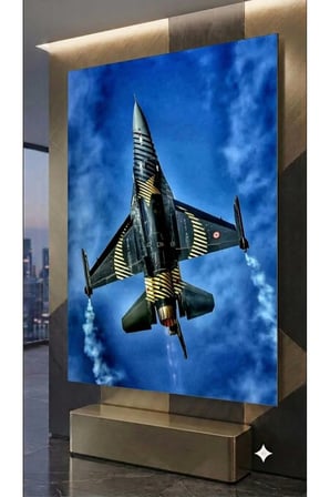 4MM TAMPERLİ UV BASKI KIRILIMAZ CAM TABLO EV OFİS DUVAR DEKOR HEDİYELİK TABLO Premium Marka deluxe Solo Türk Uçak Teknofest Gösteri F16 Uçuş Ekibi Kız Erkek Çocuk Genç Pilot Odası uhd baskı kalitesi