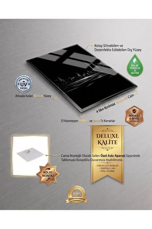 4MM TAMPERLİ UV BASKI KIRILIMAZ CAM TABLO EV OFİS DUVAR DEKOR HEDİYELİK TABLO Luxury Premium Aslan Altın Gümüş Canlı Sağlam Gerçek Cama