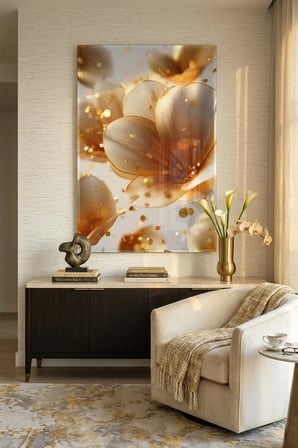 Kırılmaz Cam Tablo 5mm (Kalın) - Ev İşyeri Duvar Dekorasyonu - Soyut ÇİÇEK Tasarımlar (DİKEY) - Botanik Floral Zarif Pastel Salon Yatak Odası Temperli UV Baskılı Hediyelik