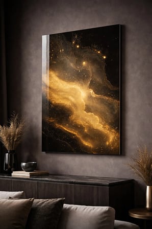 Kırılmaz Cam Tablo 5mm (Kalın) - Ev İşyeri Duvar Dekorasyonu - Soyut Tasarımlar (DİKEY) - Sanatsal Renkli Minimal Şık Yatak Odası Salon Antre Temperli UV Baskılı