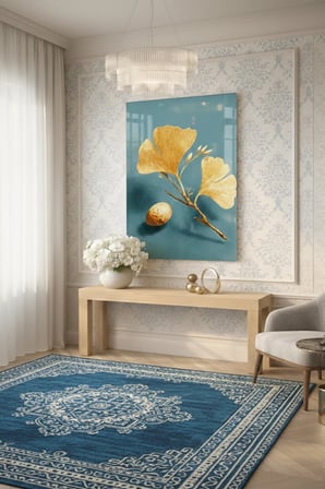 Kırılmaz Cam Tablo 5mm (Kalın) - Ev İşyeri Duvar Dekorasyonu - Ginkgo Biloba Tasarımlar (DİKEY) - Yaprak Bitki Botanik Zen Salon Yatak Odası Temperli UV Baskılı Hediyelik
