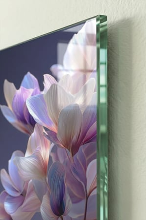 Kırılmaz Cam Tablo 5mm (Kalın) - Ev İşyeri Duvar Dekorasyonu - Soyut ÇİÇEK Tasarımlar (DİKEY) - Botanik Floral Zarif Pastel Salon Yatak Odası Temperli UV Baskılı Hediyelik