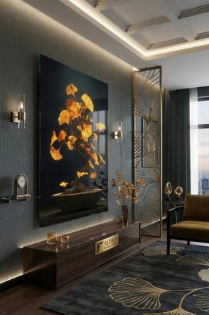 Kırılmaz Cam Tablo 5mm (Kalın) - Ev İşyeri Duvar Dekorasyonu - Soyut ÇİÇEK Tasarımlar (DİKEY) - Botanik Floral Zarif Pastel Salon Yatak Odası Temperli UV Baskılı Hediyelik