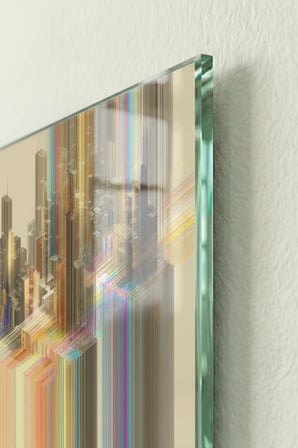 Kırılmaz Cam Tablo 5mm (Kalın) - Ev İşyeri Duvar Dekorasyonu - Soyut Tasarımlar (DİKEY) - Sanatsal Renkli Minimal Şık Yatak Odası Salon Antre Temperli UV Baskılı