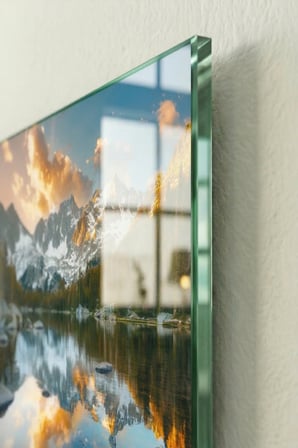 Kırılmaz Cam Tablo 5mm (Kalın) - Ev İşyeri Duvar Dekorasyonu - GÜNEŞ GÖL MANZARA (YATAY) - Gün Batımı Doğa Huzur Sıcak Salon Mutfak Temperli UV Baskılı Hediyelik