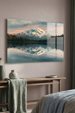 Kırılmaz Cam Tablo 5mm (Kalın) - Ev İşyeri Duvar Dekorasyonu – MANZARA GÖL Tasarımlar (YATAY) - Doğa Orman Su Huzur Salon Ofis Temperli UV Baskı Hediyelik Şık