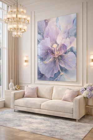 Kırılmaz Cam Tablo 5mm (Kalın) - Ev İşyeri Duvar Dekorasyonu – Soyut ÇİÇEK Tasarımlar (DİKEY) - Botanik Floral Pastel Zarif Salon Ofis Temperli UV Baskı Hediyelik Şık