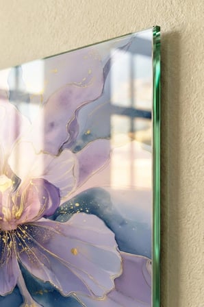 Kırılmaz Cam Tablo 5mm (Kalın) - Ev İşyeri Duvar Dekorasyonu – Soyut ÇİÇEK Tasarımlar (DİKEY) - Botanik Floral Pastel Zarif Salon Ofis Temperli UV Baskı Hediyelik Şık