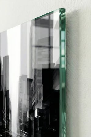 Kırılmaz Cam Tablo 5mm (Kalın) - Ev İşyeri Duvar Dekorasyonu - Soyut BİNA Tasarımlar (DİKEY) - Mimari Şehir Silüet Canlı Salon Mutfak Temperli UV Baskılı Hediyelik