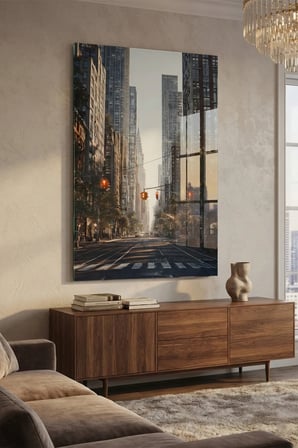 Kırılmaz Cam Tablo 5mm (Kalın) - Ev İşyeri Duvar Dekorasyonu – CADDE SOKAK Tasarımlar (DİKEY) - Şehir Işık Yağmur Sanatsal Ofis Salon Koridor Temperli UV Baskılı Hediyelik