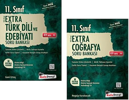 Kafadengi 11. Sınıf Edebiyat + Coğrafya Extra Soru Bankası Seti 2 Kitap 2023
