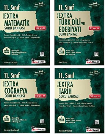 Kafadengi 11. Sınıf Matematik + Edebiyat + Tarih + Coğrafya Extra Soru Seti 4 Kitap 2023