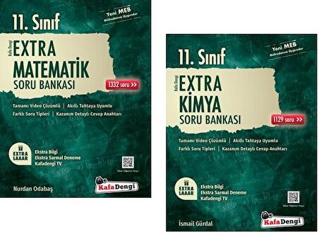 Kafadengi 11. Sınıf Matematik + Kimya Extra Soru Bankası Seti 2 Kitap 2023