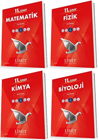 Limit 11. Sınıf Matematik + Fizik + Kimya + Biyoloji Soru Bankası Seti 4 Kitap 2023