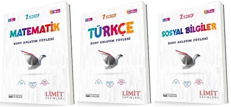 Limit 7. Sınıf Matematik + Türkçe + Fen Konu Föyleri Seti 3 Kitap 2023