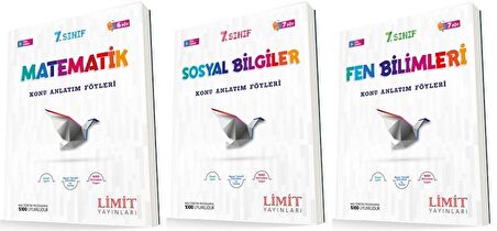 Limit 7. Sınıf Matematik + Sosyal + Fen Konu Föyleri Seti 3 Kitap 2023