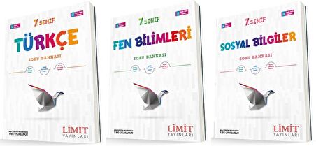Limit 7. Sınıf Türkçe + Fen + Sosyal Soru Bankası Seti 3 Kitap 2023