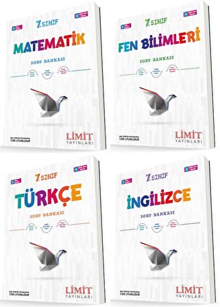 Limit 7. Sınıf Matematik + Fen + Türkçe + İngilizce Soru Seti 4 Kitap 2023