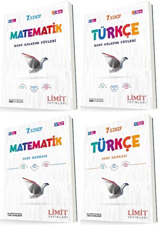 Limit 7. Sınıf Matematik + Türkçe Konu Föyleri + Soru Seti 4 Kitap 2023