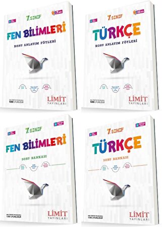 Limit 7. Sınıf Fen Bilimleri + Türkçe Konu Föyleri + Soru Seti 4 Kitap 2023