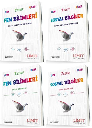 Limit 7. Sınıf Fen Bilimleri + Sosyal Bilgiler Konu Föyleri + Soru Seti 4 Kitap 2023