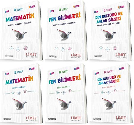 Limit 8. Sınıf Matematik + Fen + Din Konu Föyleri + Soru Seti 6 Kitap 2023