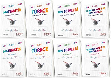 Limit 8. Sınıf Matematik + Türkçe + Fen + İnkılap Konu Föyleri + Soru Seti 8 Kitap 2023