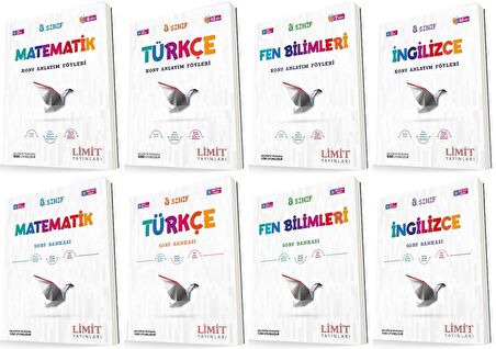 Limit 8. Sınıf Matematik + Türkçe + Fen + İngilizce Konu Föyleri + Soru Seti 8 Kitap 2023