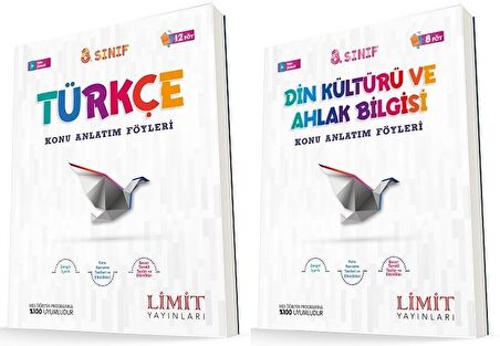 Limit 8. Sınıf Türkçe + Din Konu Föyleri Seti 2 Kitap 2023