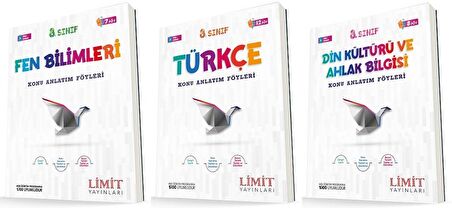 Limit 8. Sınıf Fen + Türkçe + Din Konu Föyleri Seti 3 Kitap 2023