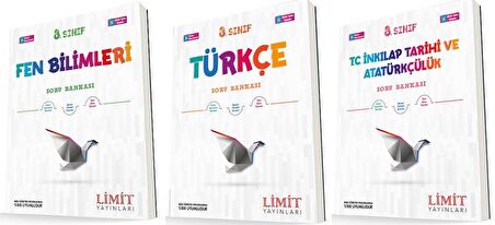 Limit 8. Sınıf Fen + Türkçe + İnkılap Soru Seti 3 Kitap 2023