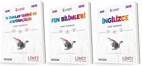 Limit 8. Sınıf İnkılap + Fen + İngilizce Soru Seti 3 Kitap 2023