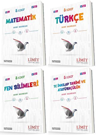 Limit 8. Sınıf Matematik + Türkçe + Fen + İnkılap Soru Seti 4 Kitap 2023