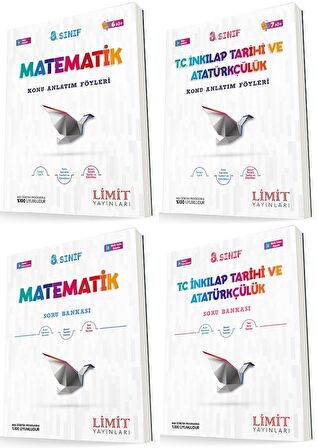 Limit 8. Sınıf Matematik + İnkılap Konu Föyleri + Soru Seti 4 Kitap 2023