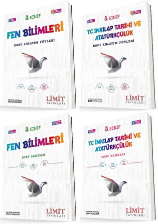 Limit 8. Sınıf Fen Bilimleri + İnkılap Konu Föyleri + Soru Seti 4 Kitap 2023