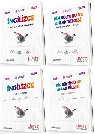 Limit 8. Sınıf İngilizce + Din Konu Föyleri + Soru Seti 4 Kitap 2023