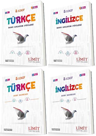 Limit 8. Sınıf Türkçe + İngilizce Konu Föyleri + Soru Seti 4 Kitap 2023