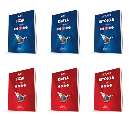 Limit Kurumsal Ayt Fizik + Kimya + Biyoloji Konu Anlatım Föyleri + Soru Seti 6 Kitap