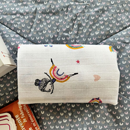Çok Amaçlı Müslin Örtü & Battaniye 3'lü Set %100 Pamuk Oeko-Tex Sertifikalı 80x80 Cm