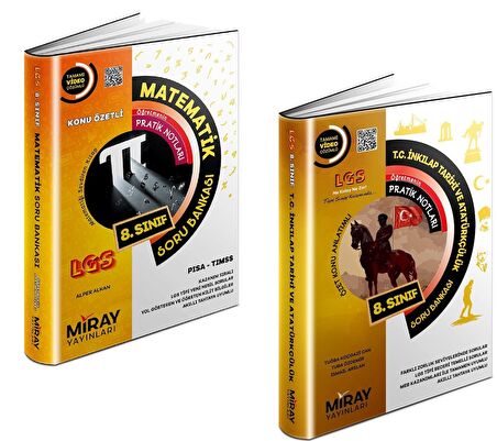 Miray 8. Sınıf Lgs Matematik + İnkılap Soru Seti 2 Kitap 2023