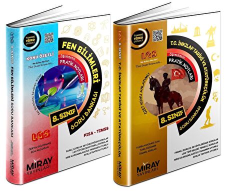 Miray 8. Sınıf Lgs Fen Bilimleri + İnkılap Soru Seti 2 Kitap 2023