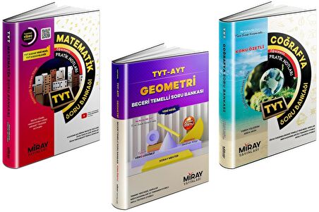 Miray Tyt Matematik + Geometri + Coğrafya Soru Bankası Seti 3 Kitap 2023