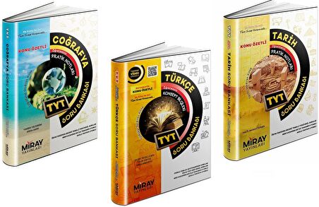 Miray Tyt Türkçe + Tarih + Coğrafya Soru Bankası Seti 3 Kitap 2023